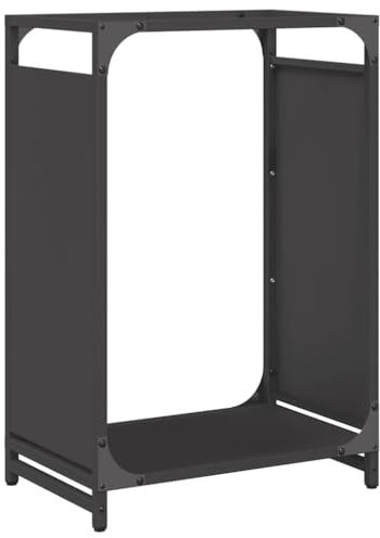 vidaXL firewood rack black 44x28x65 cm - cold-rolled steel log holder with large capacity and stylish design for efficient storage and enhanced drying