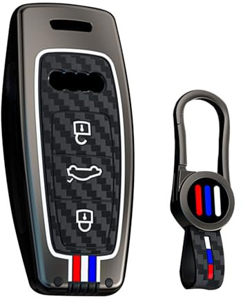 ontto Coque de protection pour clé de voiture - En silicone lumineux - Convient pour Audi A3 8Y A6 C8 A7 A8 Q4 Q7 Q8 E-Tron 55 RSQ8 SQ7 2020-2025, 4 boutons - Porte-clés 3 boutons - Noir
