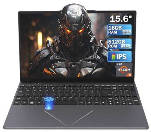 Ordenador portatil 15.6 Full HD 1080P Ryzen 5 3500U 16GB RAM 512GB SSD, Laptop Gaming con Huella Dactilar WiFi Bluetooth para Oficina Estudio Trabajo Business