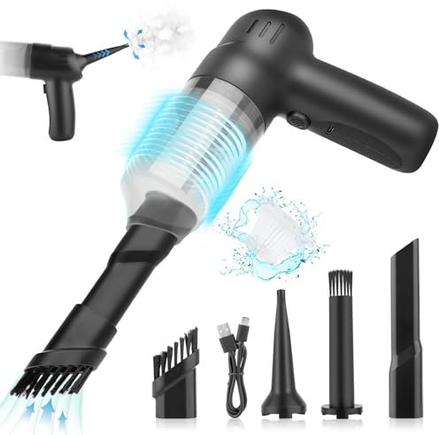 Aspirateur Voiture, Viafexna 6000Pa Mini Aspirateur sans Fil a Main avec Aspiration, Soufflage, Gonflable 3 en 1 Puissant Vacuum Cleaner, Aspirateur de Table pour la Voiture, la Maison