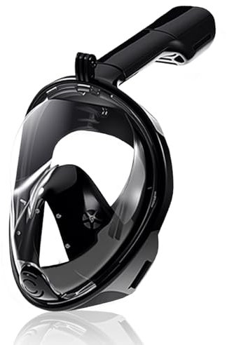 SilverChry Schnorchelmaske, Schnorchelset Erwachsene, Tauchmaske, Hochauflösende Panoramasicht, Anti-Beschlag-Kanaldesign mit Doppeltem Luftstrom, Stoßfestes Visier (Schwarz-S/M)
