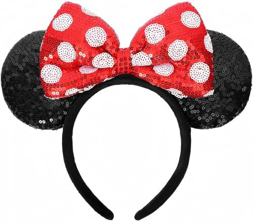Yapartifa Mouse Ears Headbands for Girls Women Mice Ears Headhand Bows Shiny Glitter Birthday Party Themed Events