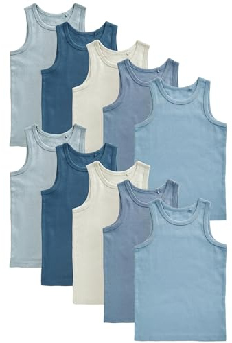 NEXT Jungen 10er-Pack Trägertops aus Biobaumwolle Tonal Blue 122-128