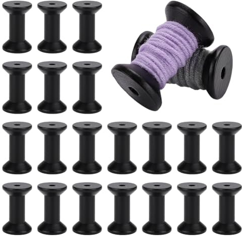 PH PandaHall 30 Stück Schwarze Holzspulen Kleine Leere Fadenspule 5cm Draht Weben Spulen hölzerne Nähgarn Spulen String Spule Bulk für Stickerei Textil-Nähmaschinen Kunsthandwerk Cord