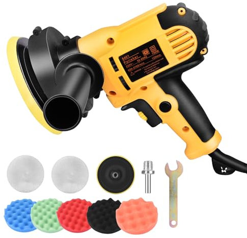 MINENICE Lucidatrice Auto, Lucidatrice per Auto da 700 W 6 Velocità Regolabile, 600-3700 giri /min, Lucidatura Auto con Manico Staccabile, 5 Cuscinetti di Lucidatura Staccabili per la Lucidatura Auto