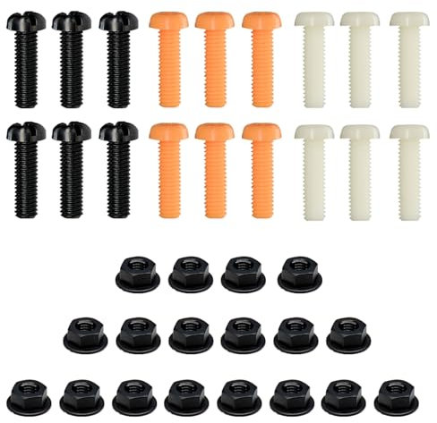 JUHUA 18 Pcs Number Plate Fixings 36 Pieces Plastic Screws with Nuts, Plastic Car Number Plate Screws and Caps Fixing Kits for Car Auto Motorcycle, Black White Orange