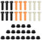 JUHUA 18 Pcs Number Plate Fixings 36 Pieces Plastic Screws with Nuts, Plastic Car Number Plate Screws and Caps Fixing Kits for Car Auto Motorcycle, Black White Orange