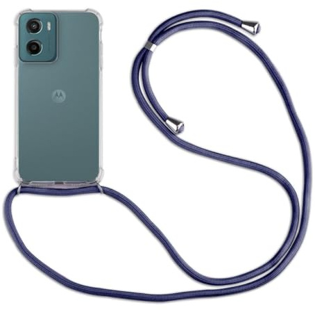 betterfon Handykette Hülle kompatibel mit Motorola Moto G05 / Moto E15 | Smartphone Hülle Case mit Band | Handyhülle Handyband zum Umhängen | Blau