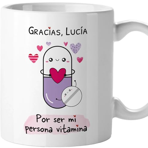 El Kraken Taza personalizada Gracias por ser mi persona vitamina, Detalles, Amigas, Día de la madre, Hermana, Regalo mujer, Cerámica 330 mL (Persona vitamina)