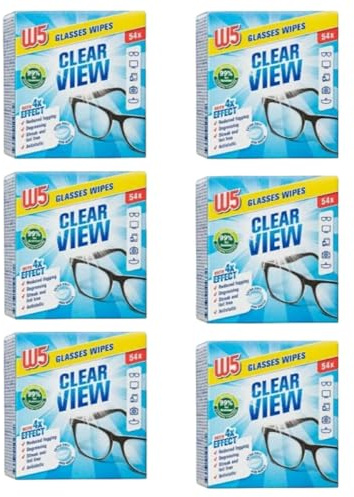 LUNEXA W5 Glasses Cleaning Wipes Bundle – 6 Packs (54 Wipes Each, 324 Total) | Streak-Free, Antibacterial Lens Wipes for Eyeglasses, Screens, Cameras & More