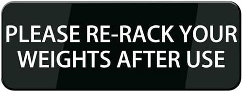Acrylic Please Re-Rack Your Weights After Use Sign, Door Wall Labels for Gym Weight Rooms, Fitness Center Strength Zones, Home Gym Areas, Athletic Club Weight Sections, 3x9 Inch.