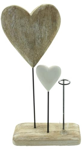 FRANK FLECHTWAREN Board Herzchen mit Vase, Holz, Metall, Glas Maße: 16 x 7 x 29 cm
