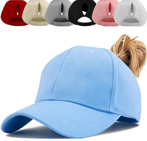 Baynetin Damen Pferdeschwanz Kappe Baseball Cap Unisex Einstellbare Hohe Unordentliche Bun Ponycap Mit Zöpfen Loch Loop Unisex Herren