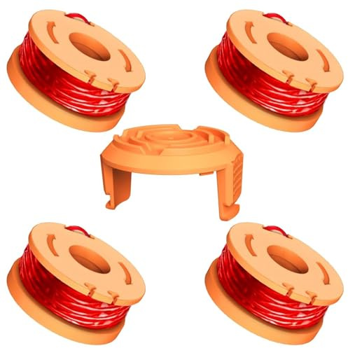 Juego De 5 Bobinas De Repuesto Exclusivo Para Desbrozadoras/Cortabordes Worx, Hilo De 1,65 Mm, 3 M Por Bobina, Completo Con Tapas