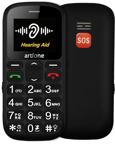 artfone CS181 Black - Big Button Mobile Phone for Elderly, SIM Free Senior Mobile Phones, Hearing Aid, SOS Button, Voice Time, Easy to Use Basic Mobile Phones, Speed Dial, FM Radio, Bluetooth, USB-C