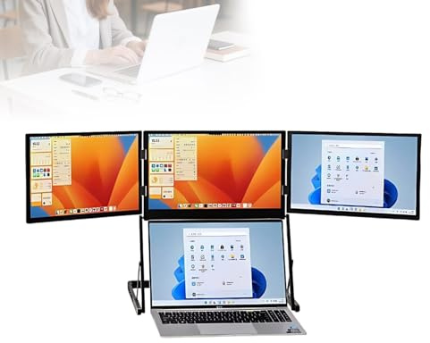 Acentesoft Portable Triple Screen Monitor for Laptop, 15.6-Inch FHD Display Laptop Monitor Extender for Gaming, Travel, and Work Setup with HDMI Connectivity