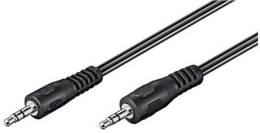 Goobay 50449 Cavo di Collegamento Audio AUX, Stereo da 3.5mm, Cavo Piatto, Nero, 2.5m Lunghezza del Cavo