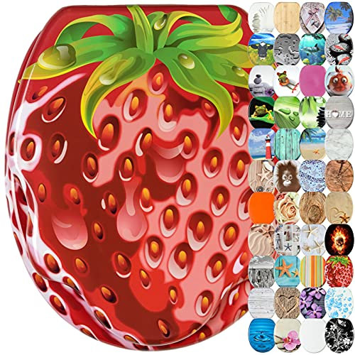 Sanilo Toilet Seat, Wide Choice of Beautiful Toilet Seats, Stable Hinges, Easy to Mount (Strawberry)