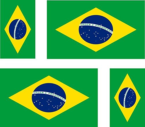 Akachafactory 4 x Autocollant Sticker Voiture Moto Valise pc Portable Drapeau bresil Bresilien