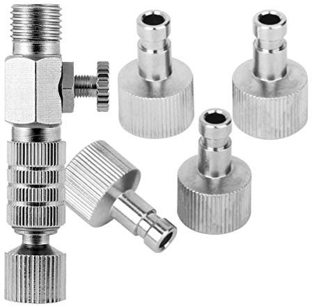 ABEST Airbrush-Adapter mit 5 Steckern, schnelles Abkuppeln möglich, 1/8 M-F mit Regulierventil