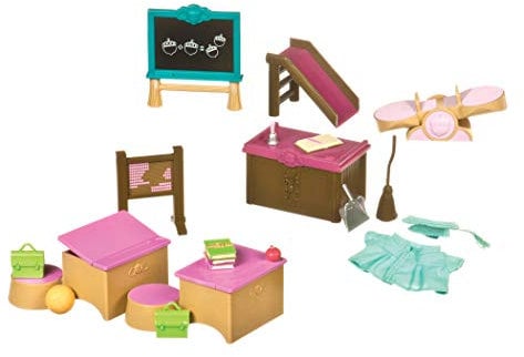 Li’l Woodzeez – Classroom & Playground Set – 20pc Toy Set with Furniture and School Accessories – Miniature Toys and Playsets for Kids Age 3+