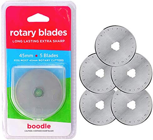 5 x 45mm Acier Lames pour cutter rotatif Olfa, Dafa + étui