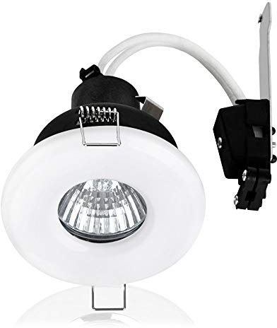 MiniSun | Shower/Soffit Gloss White GU10 Ceiling Downlights | Bath Recessed Lighting, Home Décor & Improvement Essential | Pack of 4