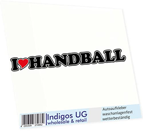 INDIGOS UG - Aufkleber - Autoaufkleber I Love Heart - Ich Liebe mit Herz 15 cm I Love Handball - Auto LKW Truck - Sticker mit Namen vom Mann Frau Kind