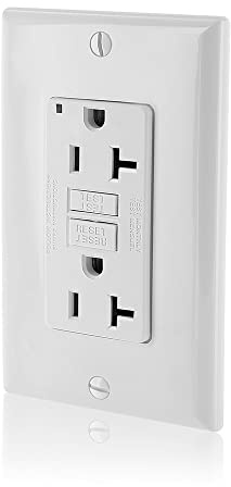 Leviton GFCI Outlet, 20 Amp, Self Test, Non Tamper-Resistant with LED Indicator Light, Protection from Electric Shock and Electrocution, GFNT2-W, White