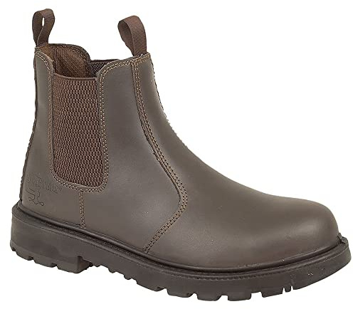Grafters Mens Leather Safety Steel Chelsea Dealer Slip On Ankle Work Boots Shoes Size 6-14