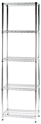 Archimede Sistema Componibile, Scaffale Cinque Ripiani, Grigio (Cromato), 61 x 36 x 200 cm