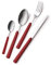 EME POSATERIA MADE IN ITALY - Servizio 24 Posate Tavola Fast 6 Persone Acciaio 18/C Moderne Colorate Giovanili, Colore Manico: Rosso 11