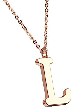 beyoutifulthings Halskette Anhänger BUCHSTABE L INITIALEN Kette Damen-Halskette Schmuck Collier Edelstahl Roségold