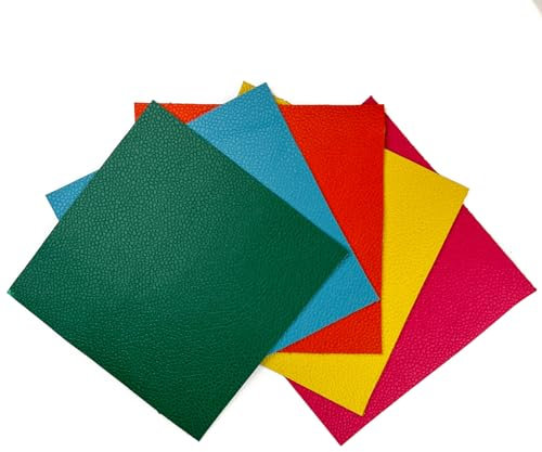 LeatherAA ITALIAN LEATHER COMPANY: Verschiedenfarbige Bastel-Lederzuschnitte - 4 Stück aus Lederhaut 12x12cm - Für Teenager und Erwachsene - Unisex - Mehrfarbig - Nicht zusammenklappbar