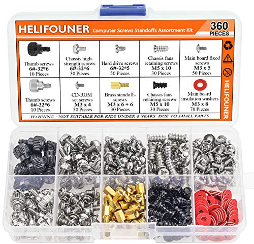 ARVIEMI Pieces Computer Standoffs Screws Assortment Kit for Hard Drive Computer Case Motherboard Fan Power Graphics