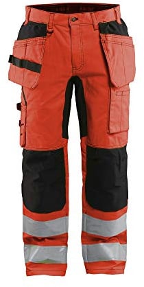 Blaklader 155218115599D92 Arbeitshose mit Stretch, High Vis Rot/Schwarz, Größe D92