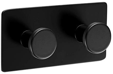 Ambrosya - Handtuchhalter ohne Bohren - Haken Selbstklebend Bad Accessoires Badezimmer Deko Handtuchhaken Kleiderhaken Wand Garderobe Küche (Edelstahl (Schwarz), 1 x 2)