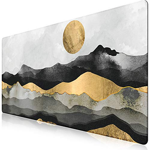 iCasso Schreibtischunterlage, erweitertes Gaming-Mauspad (89.9 x 39.9 cm), große rutschfeste Gummiunterseite, Mauspad mit genähten Kanten, Büro, Zuhause – Sonnenuntergang