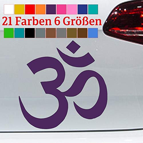 generisch Om Zeichen Aufkleber Yoga Omm Ohm Symbol AUM Huddhismus Hindu Meditation Sticker in 6 Größen und 21 Farben