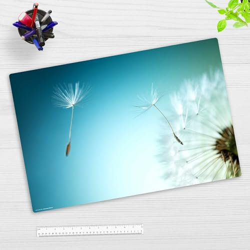 Schreibtischunterlage Kinder und Erwachsene – “Pusteblume“ – aus erstklassigem Vinyl (Kunststoff) – 60 x 40 cm – Rutschfeste Schreibunterlage mit bestem Schutz – Made in Germany