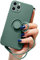 Pepmune for iPhone 12 Pro Max Case Liquid Silicone with Ring Holder Kickstand Magnetic Car Mount Detachable Wrist Strap Shockproof Soft Protective Cover for iPhone 12 Pro Max-Blackish green