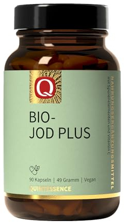 Quintessence Jod Plus, 90 x Jod Kapseln hochdosiert & in Bio Qualität, 150 µg pro Kapsel deckt 100% des Tagesbedarfs, Vegan, natürlich & ohne Zusatzstoffe, Produziert in Österreich