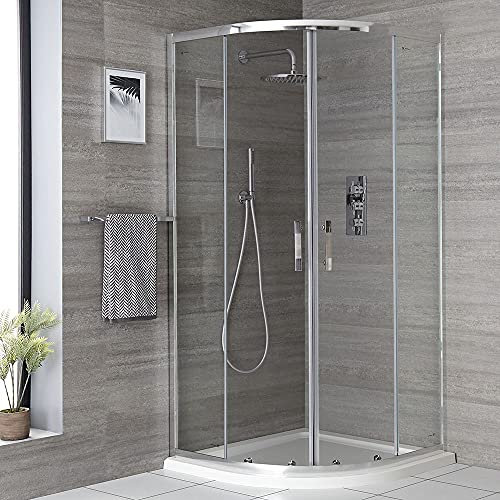 Milano Portland Chrome Reversible Quadrant Shower Enclosure White Tray - 760mm x 760mm