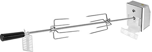 UISEBRT Universel Barbecue Rôtisserie en Acier Inoxydable Tournebroche Kit 107cm - Set de brochettes pour Grill avec moteur 220-240V, avec 2 broches à viande