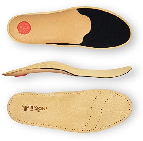 BISON ALFA Semelles Orthopédiques 1 Paire - Semelles Chaussures Confort au Pied Plat - Semelle en Cuir de Talon Amorti pour Femme et Homme - Taille 40 Beige