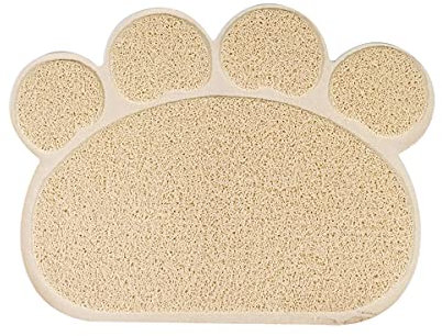 Tapis de nourriture pour chien en forme de griffes - Pour boire et manger - 30 x 37 cm - Beige
