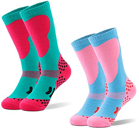 Tofern 2 Paires de Chuassettes de Ski pour Enfant Garçon Épaisses Respirant Douces sur les jambes Garçons et filles Ski Snowboard