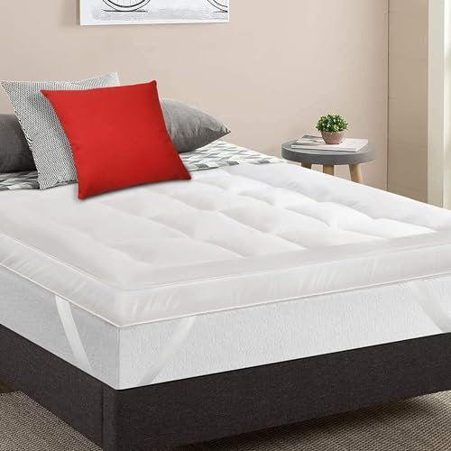 MightySoft Matratzenauflage Einzelbett - 4 Zoll dick, Gesteppte extra Tiefe Einzelbett Matratzenauflage, Atmungsaktive Mikrofaser Matratzenauflage mit elastischen Gurten (850 GSM Füllung)