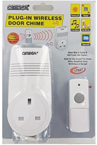 Omega Plug-in AC Door Chime with Extra Outlet + Light