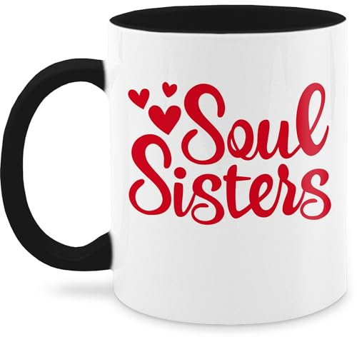 Tasse Tassen 325ml - Statement Sprüche - Soul Sisters rot - 325 ml - Schwarz - spruchtasse sarkasmus sister kaffeetasse spruchtassen spruch teetasse kaffeetassen mit sprüchen spruechen